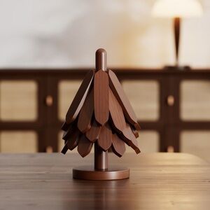 Tree-Shaped Wooden Trivets Set of 4 | Foldable Hot Pot & Pan Coasters